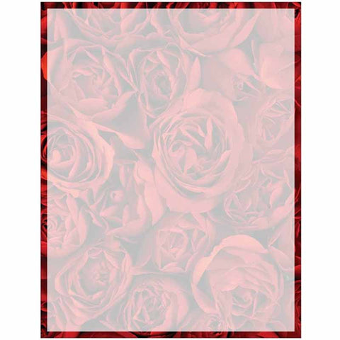 Full Red Roses with Border Stationery Letter Paper