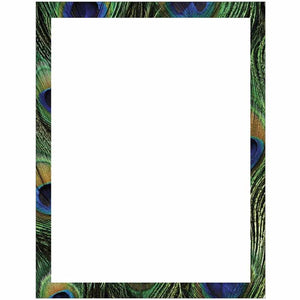 Peacock Print Border Stationery Letter Paper